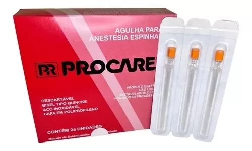 Agulha Anestesia Espinhal Raqui 27g X 3mm - 25und
