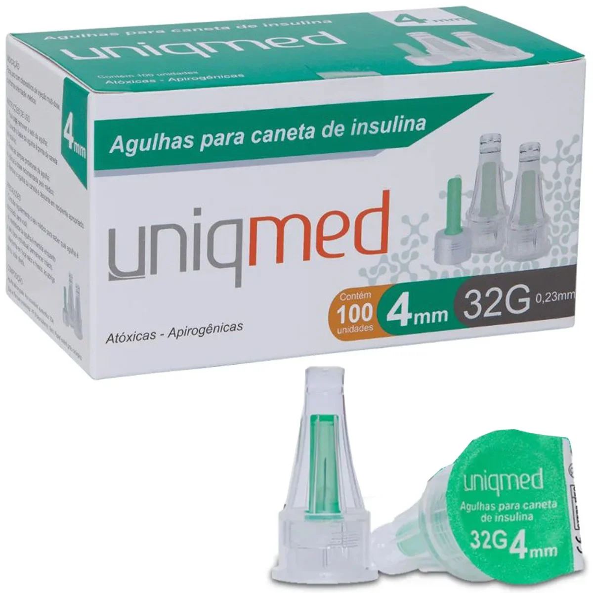 Agulhas para Caneta de Insulina Uniqmed - Caixa Com 100 Unidades